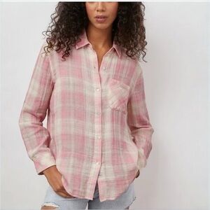 Rails Ellis Rose Sand Ivory plaid button-down shirt NWT XXL